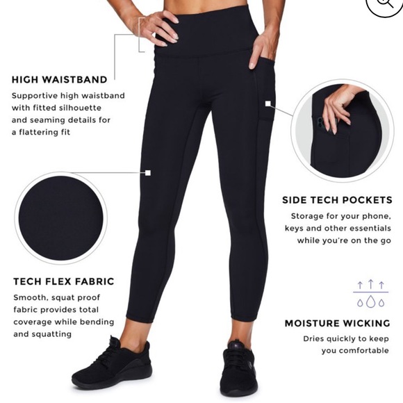 🆕*RBX High Rise Active Wear Leggings•Ankle Length•Thigh Pocket •Compression•Dry - Picture 4 of 16